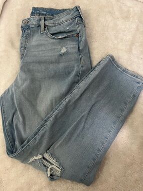 Old Navy OG Straight Secret Smooth Light Blue Distressed Jeans NWOT